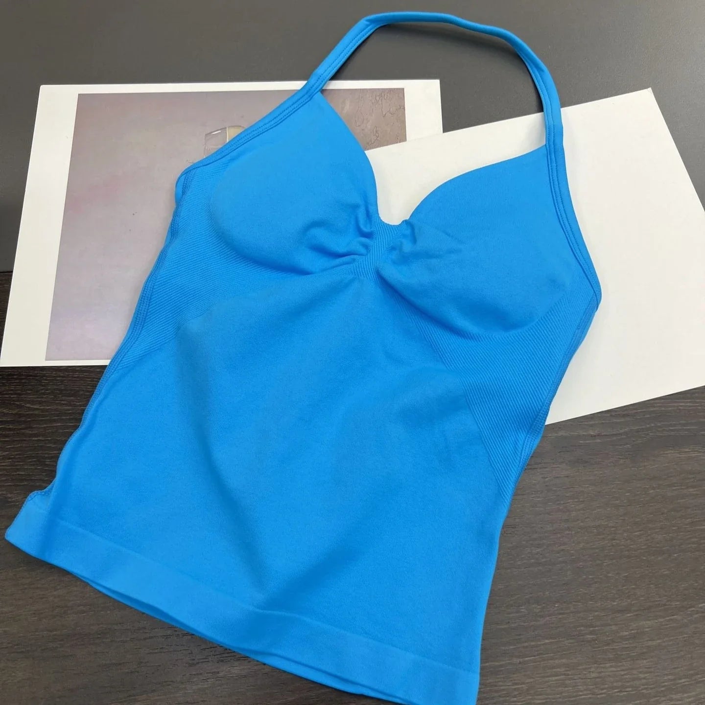 Cralom Seamless Longline Strappy Bra Tank Top with Pads for Yoga and Gym