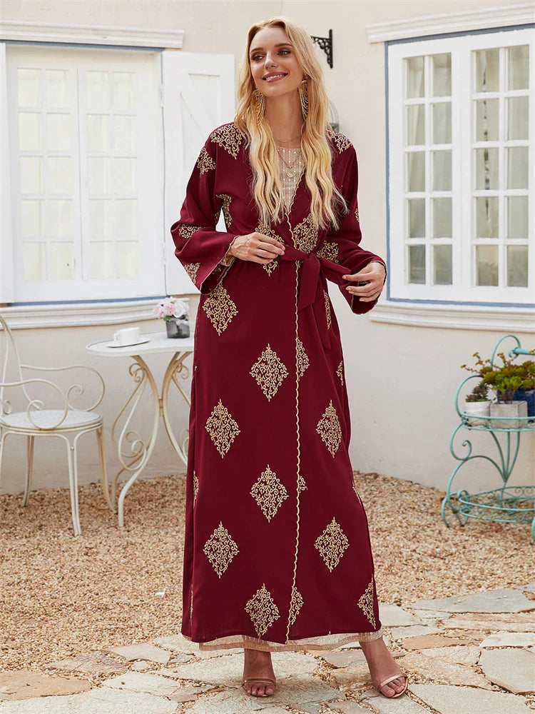 Cralom Red Open Kimono Abaya - Cralom Ramadan Collection