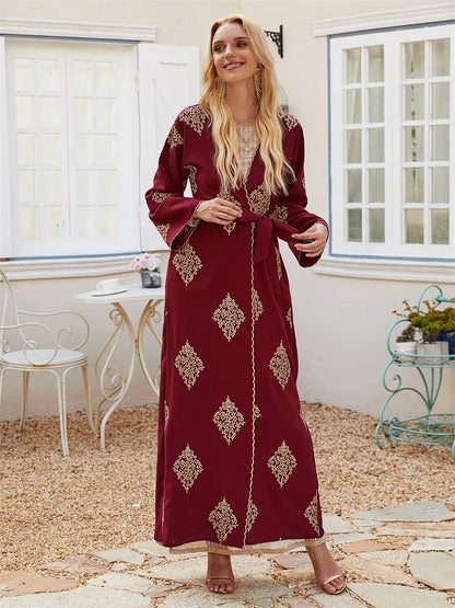 Cralom Red Open Kimono Abaya - Cralom Ramadan Collection