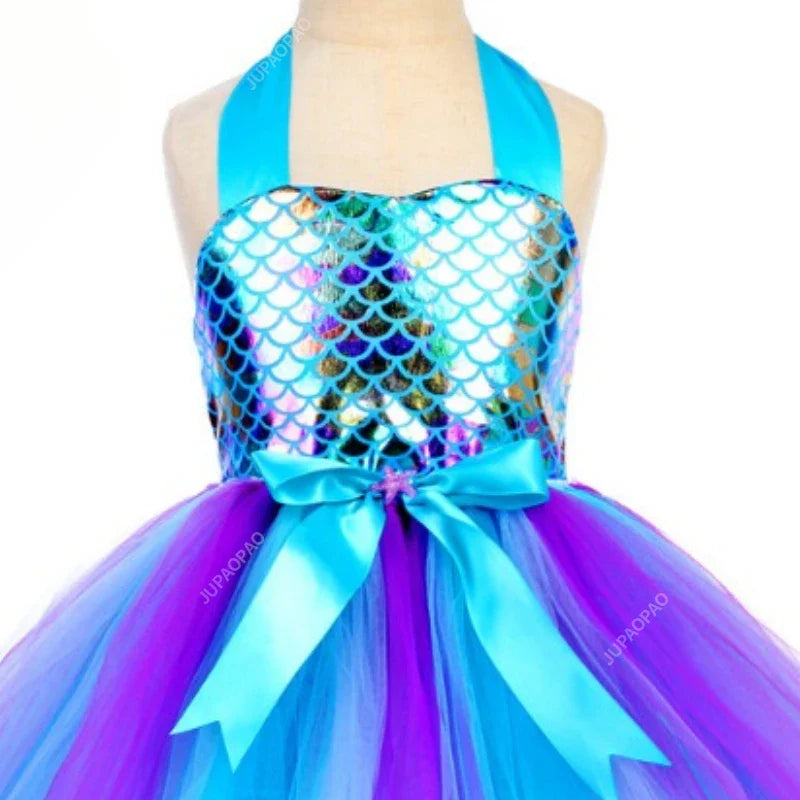 Cralom Mermaid Girl Tutu Dress Christmas Party Role Playing