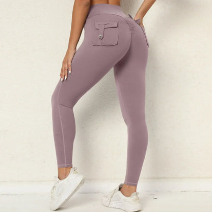Cralom Seamless Yoga Leggings with Hip-lifting Design & Pocket