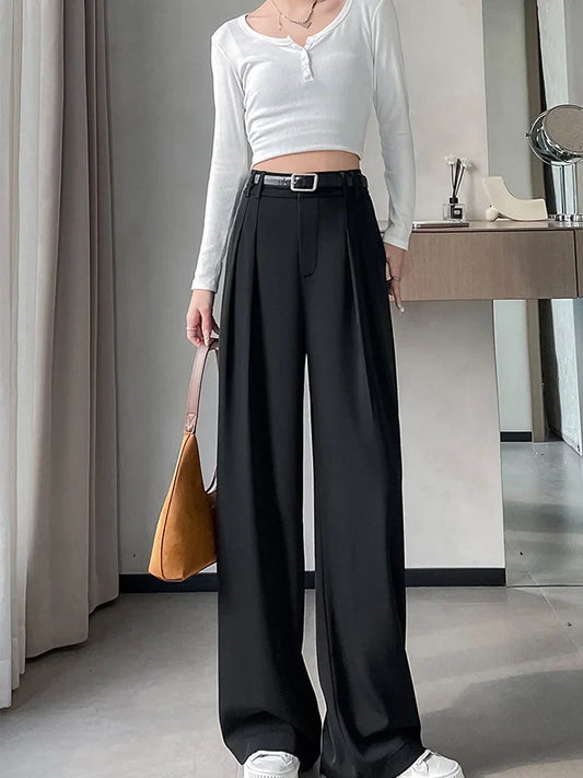Cralom Women's Vintage Office Capris High Waist Pants