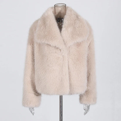 Cralom Lapel Patchwork Button Jacket - Solid Stylish Coat for Women