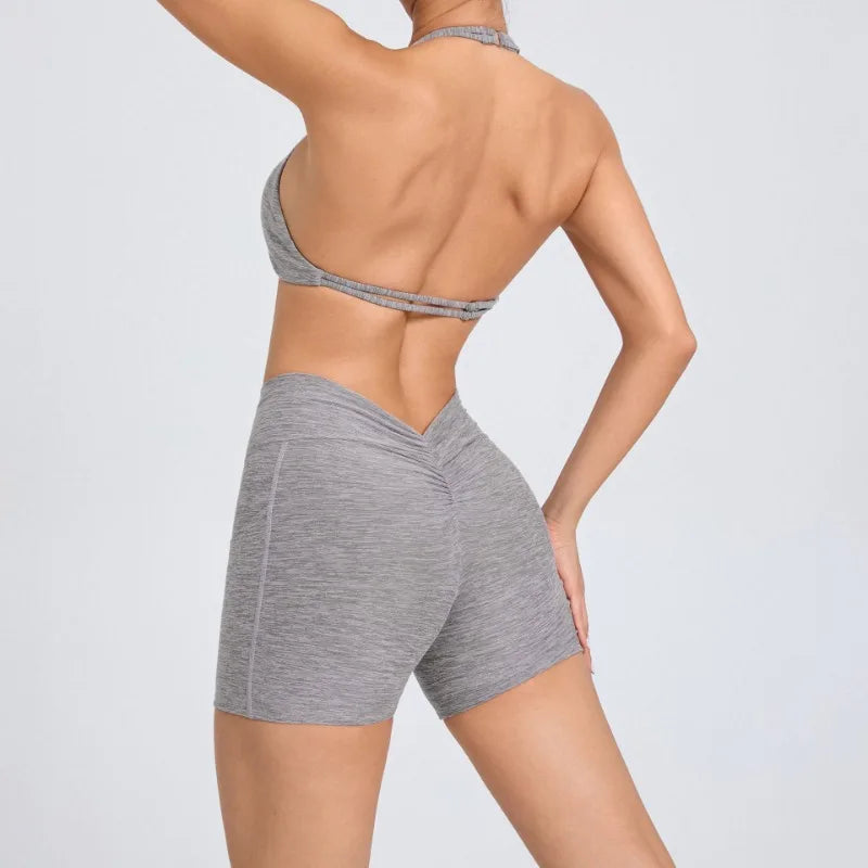 Cralom Women's Naked Feeling Yoga Set - Tight-Fit Sportswear with Side Pockets