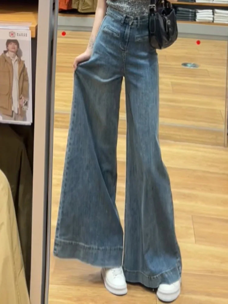 Cralom Vintage Baggy Straight Jeans | High Waist Loose Wide Leg Pants