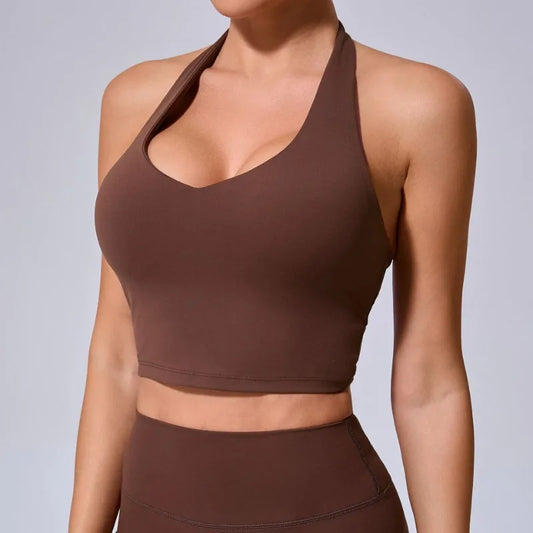 Cralom Halter Neck Sports Bra: Quick-Dry & Supportive for Yoga, Running, Fitness