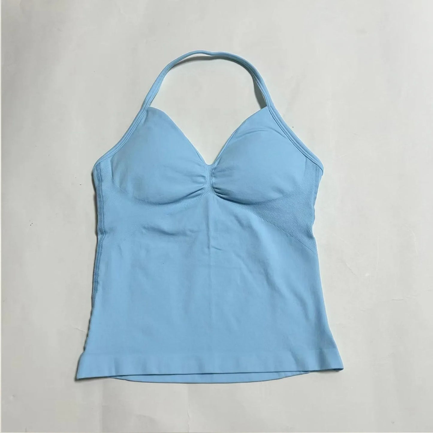 Cralom Seamless Longline Strappy Bra Tank Top with Pads for Yoga and Gym