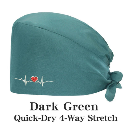 Cralom Embroidered Stretch Medical Hat Surgical Cap for Women