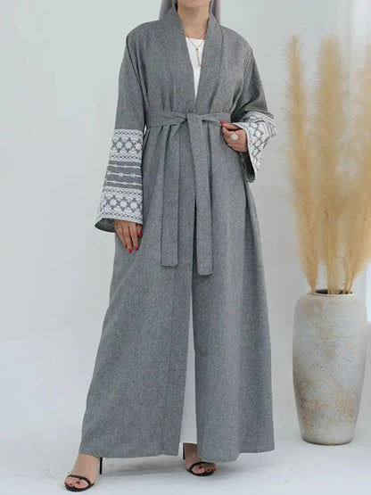 Cralom Embroidered Kimono Abaya Kaftan Dress