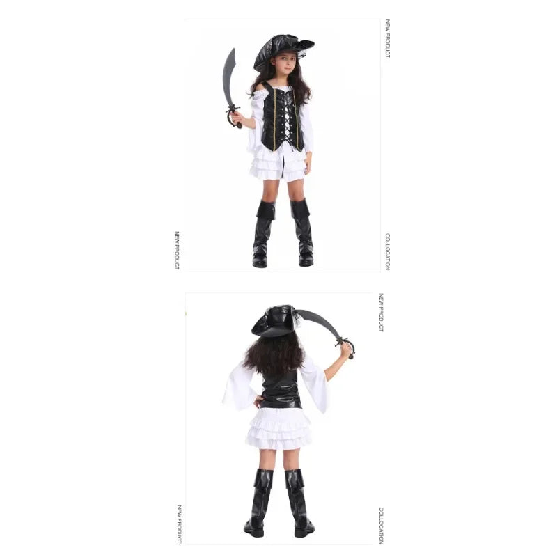 Cralom Little Girl Pirate Costume: Pirate Party Outfit for Halloween Cosplay