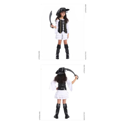 Cralom Little Girl Pirate Costume: Pirate Party Outfit for Halloween Cosplay