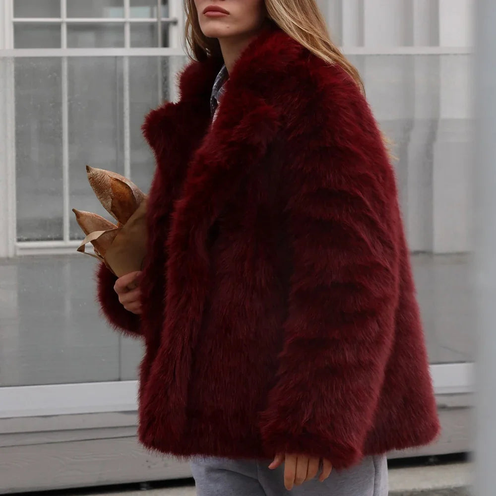 Cralom Lapel Button Jacket, Long Sleeve Coat, Designer Fashion Style for Women