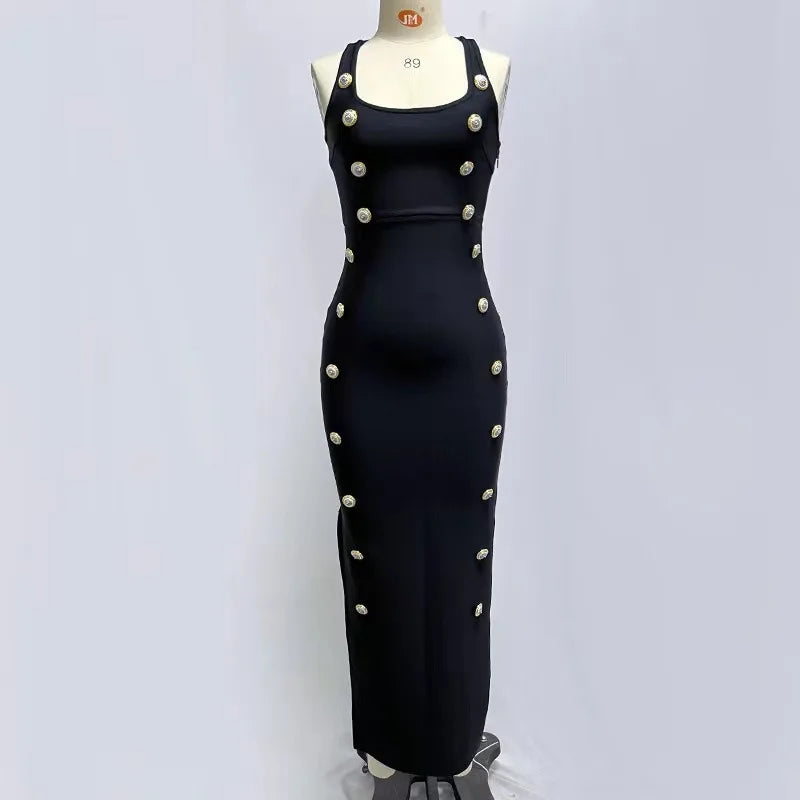 Cralom Sleeveless O-neck Maxi Long Skinny Dress 2024 - Sexy Party Evening Dresses