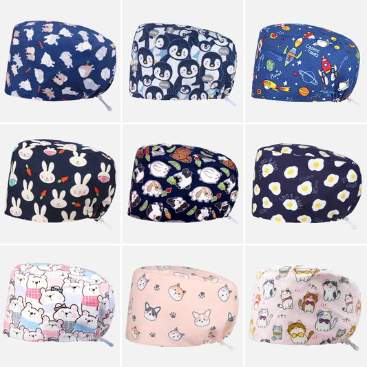 Cralom Cotton Scrub Cap - Unisex Surgical Hat for Healthcare Pros