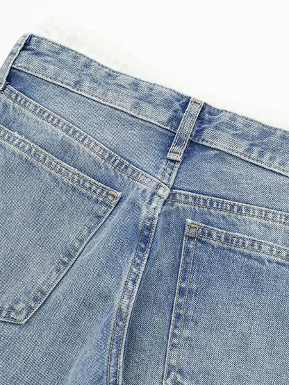 Cralom Vintage Hottie Spliced 9 Points Jeans - Y2K Style Slim Straight Jeans