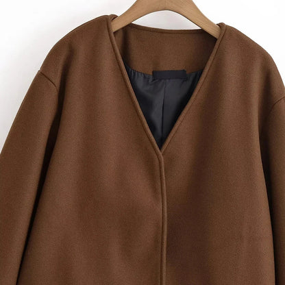 Cralom V Neck Minimalist Casual Jacket for Women