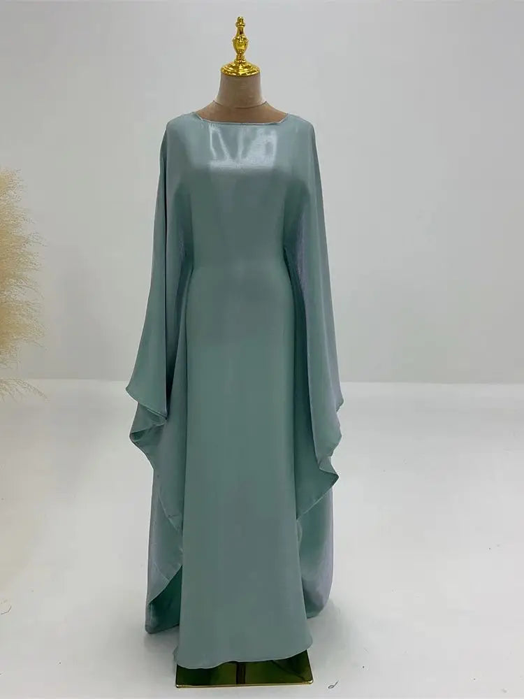 Helynys Butterfly Satin Maxi Abaya - Luxurious Dubai Kaftan Dress