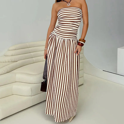 Cralom Women's Back Elastic Hollow Stripe Skirt - 2025 Spring/Summer Collection