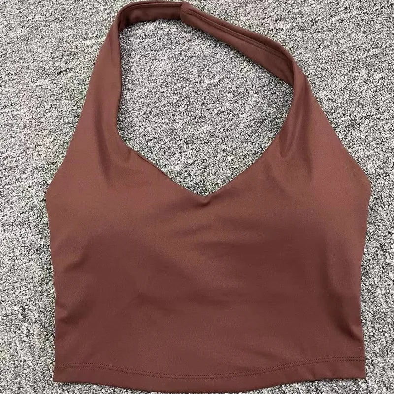 Cralom Halter Neck Sports Bra: Quick-Dry & Supportive for Yoga, Running, Fitness