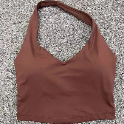 Cralom Halter Neck Sports Bra: Quick-Dry & Supportive for Yoga, Running, Fitness