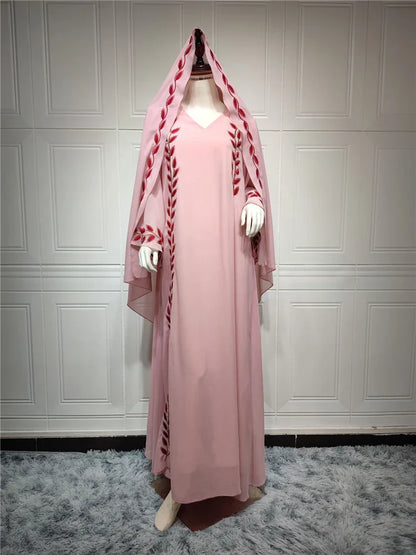 Pink Kaftan Robe for Modest Muslim Women by Cralom: Elegant Abaya Dress Hijab Islam