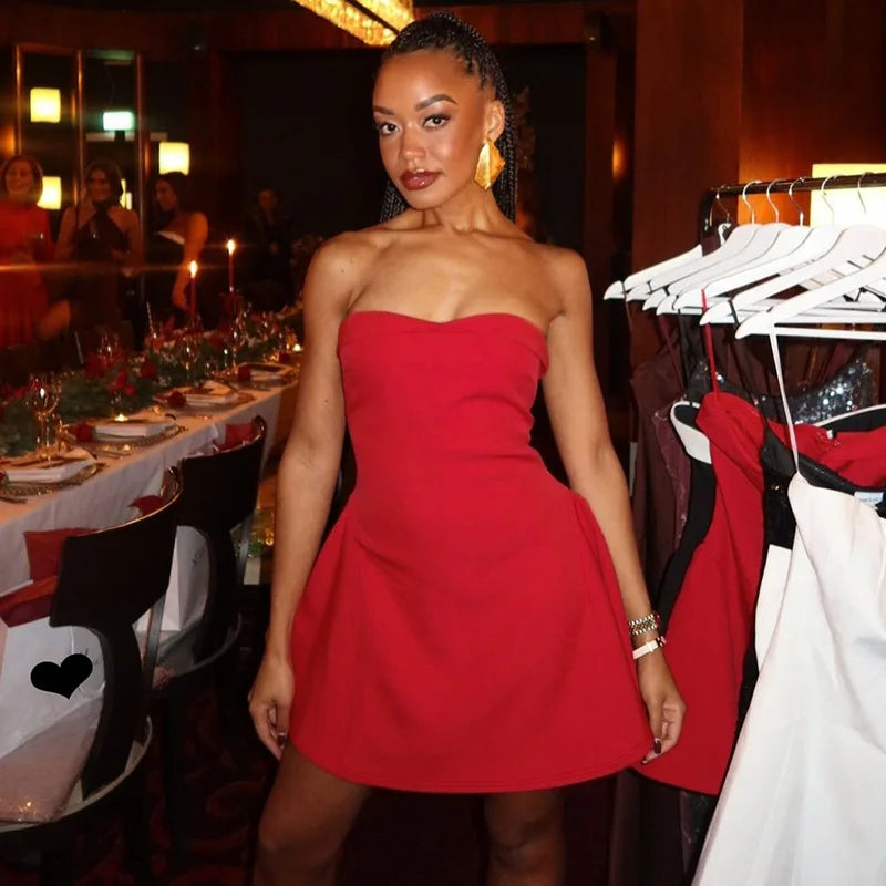 Cralom Sexy Backless One Shoulder Strapless Dress