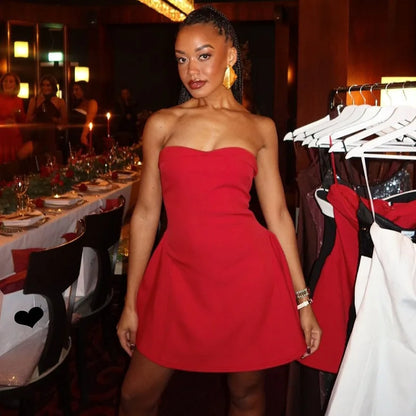 Cralom Sexy Backless One Shoulder Strapless Dress