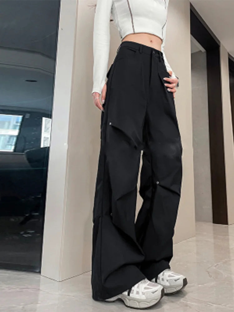 Cralom High Waist Rivet Cargo Pants: 2025 Spring Summer Women's Fashion