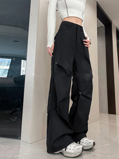 Cralom High Waist Rivet Cargo Pants: 2025 Spring Summer Women's Fashion