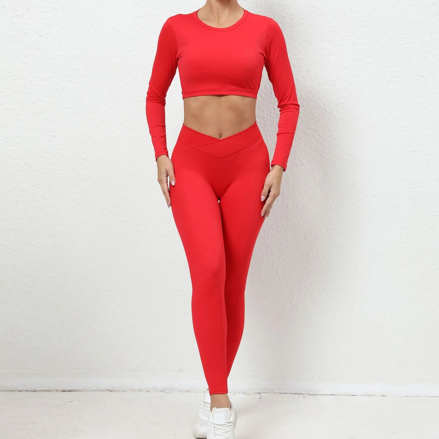 Cralom 2pcs Gym Set: Crop Top & Leggings Workout Yoga Suit for Women