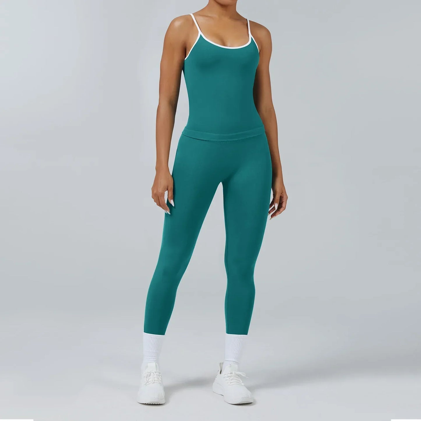 Cralom Yoga Set: Backless Sports Vest & Quick-Dry Leggings for Gym & Pilates