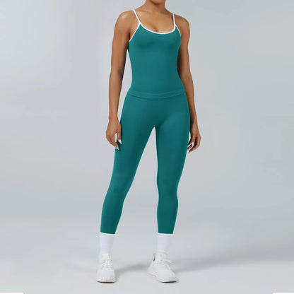 Cralom Yoga Set: Backless Sports Vest & Quick-Dry Leggings for Gym & Pilates