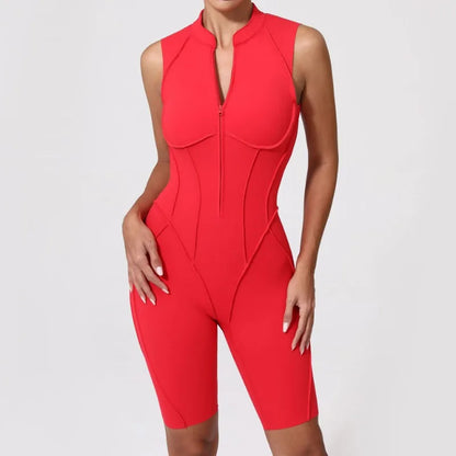 Cralom Seamless Brushed Fleece Yoga Jumpsuit with Backless Design