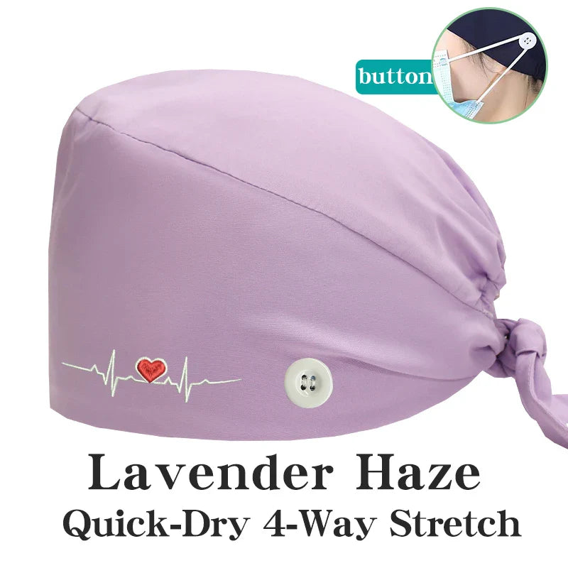 Cralom Embroidered Stretch Medical Hat Surgical Cap for Women