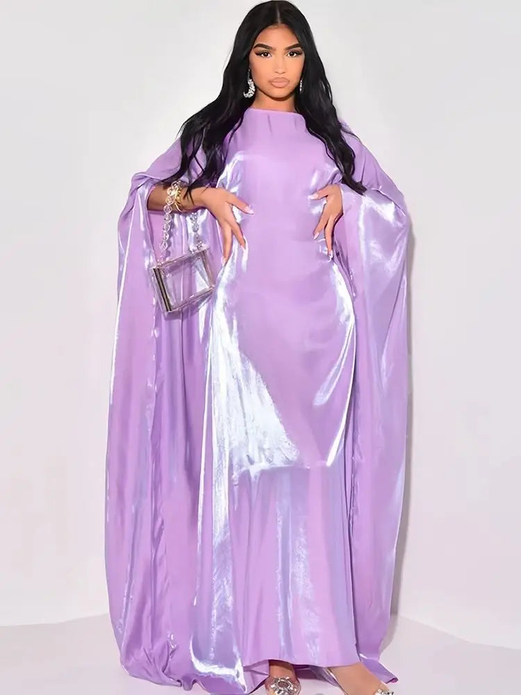 Helynys Butterfly Satin Maxi Abaya - Luxurious Dubai Kaftan Dress