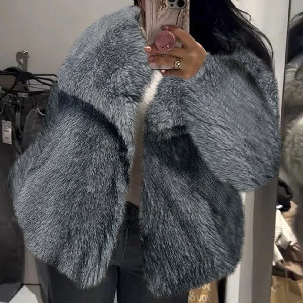 Cralom Lapel Button Jacket, Long Sleeve Coat, Designer Fashion Style for Women