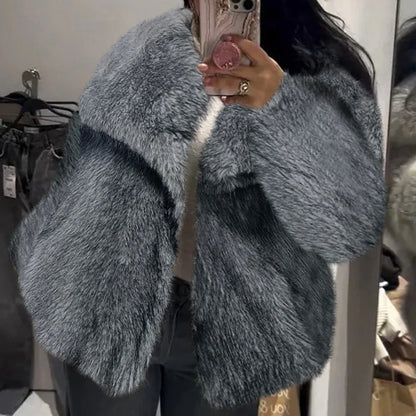 Cralom Lapel Button Jacket, Long Sleeve Coat, Designer Fashion Style for Women