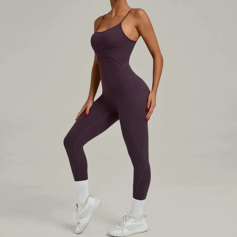 Cralom Seamless Yoga Bodysuit with Adjustable Cross Straps