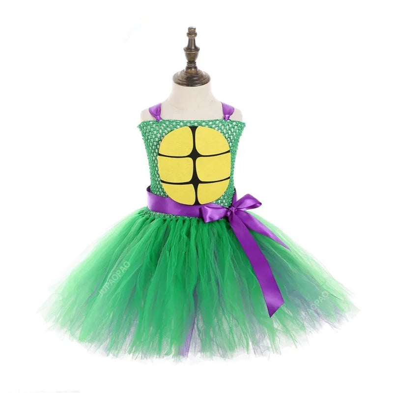 Cralom Green Turtle Tutu Dress - Carnival Cosplay Outfit for Girls