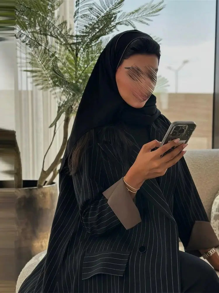 Cralom Shiny Satin Batwing Kimono Abaya Dubai Luxury Muslim Kaftan Robe