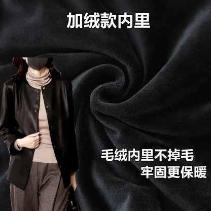 Cralom Women's High Quality Leather Bomber Jacket Fashion Coats