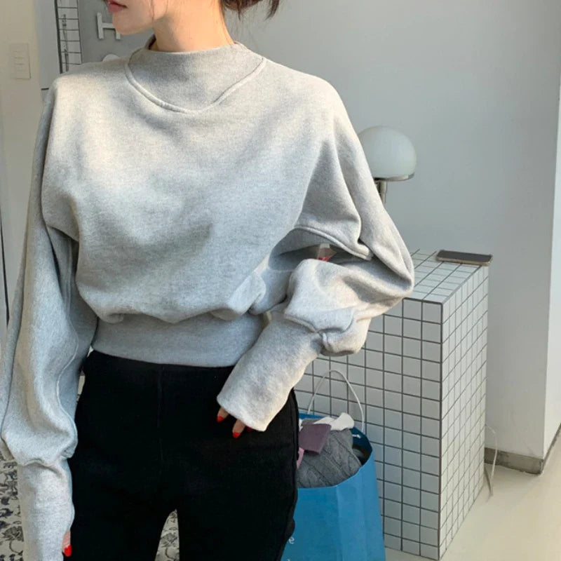 Cute Sweet Girls Knitted Sweaters by Cralom - Gray Basis Pullovers Jumpers