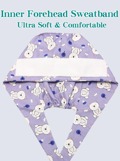 Cralom Bear Print Scrub Hat - for Medical & Beauty Professionals