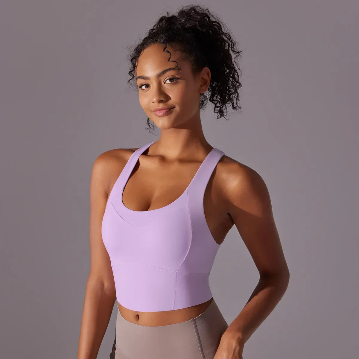 Cralom Cross Back Yoga Vest with Built-in Pads, Wide Straps Gym Crop Top
