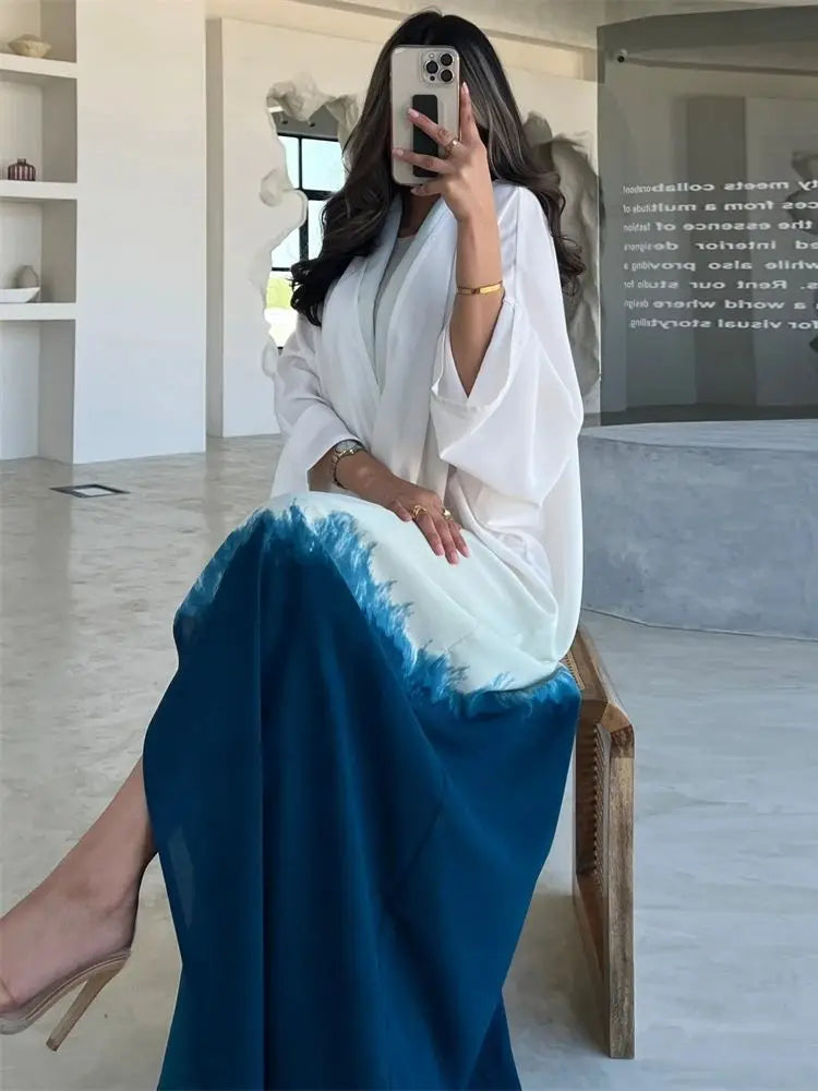 Cralom Tie Dye Batwing Kimono Abaya: Ramadan 2024 Luxury Collection