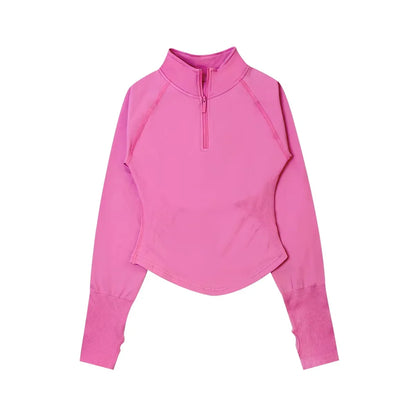 Cralom Seamless Half Zip Gym Top - Women's Yoga Fitness Jacket
