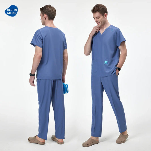 Cralom Men's Stretch Nurse Scrubs – Soft Surgical Work Suits