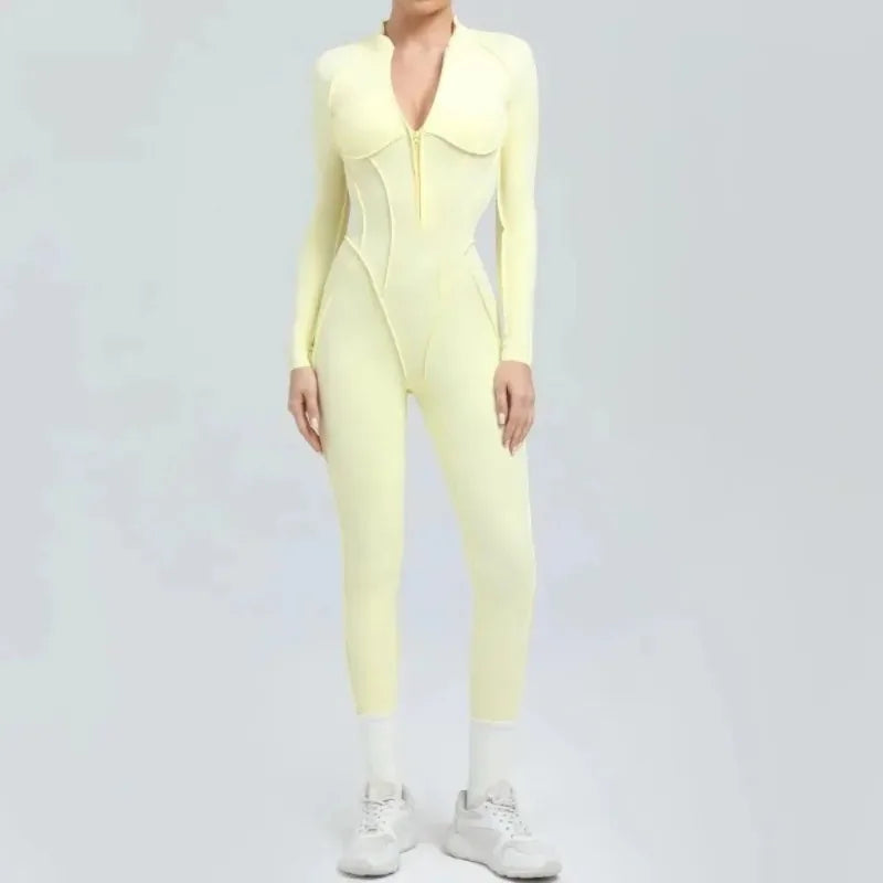 Cralom Backless Yoga Jumpsuit | Long Sleeve Tight-Fit Activewear