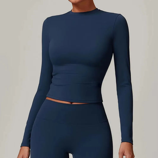 Cralom Women's Quick Dry Long Sleeve Crop Top