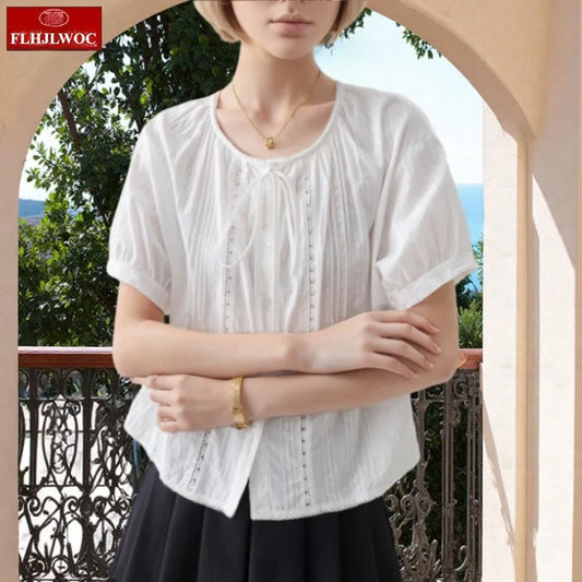 Cralom Short Sleeve Lace Ruffle Top - Summer 2025 Collection